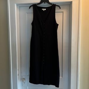 Madewell textured black dress sz M button up front